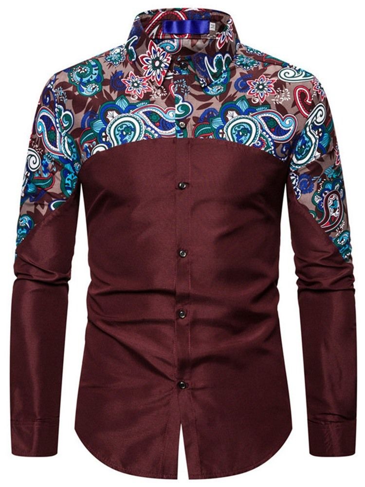 Button Floral Casual Single-breasted Men's Slim Shirt