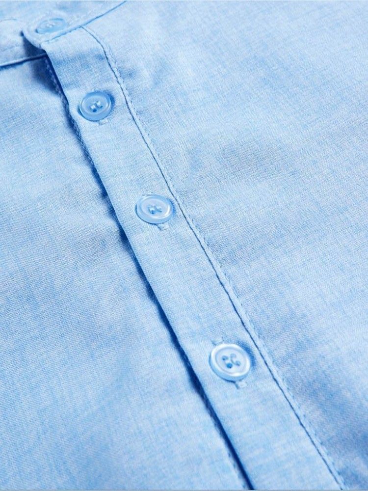 Button Revers Casual Langærmet Herre Slim Shirt