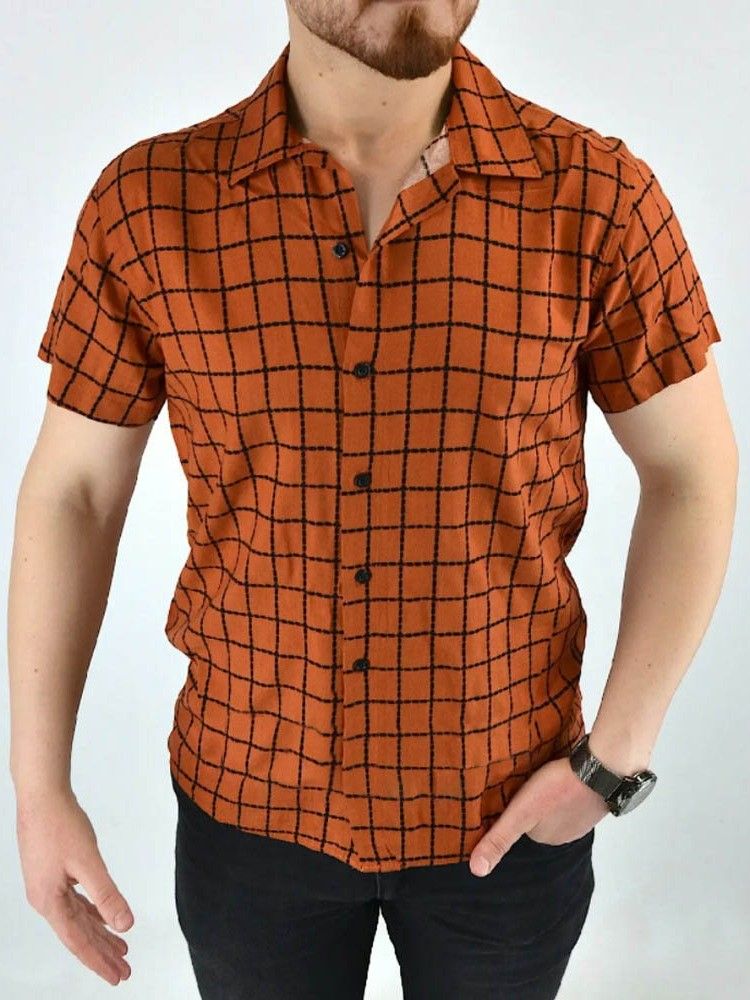 Button Revers Casual Single-breasted Men's Shirt