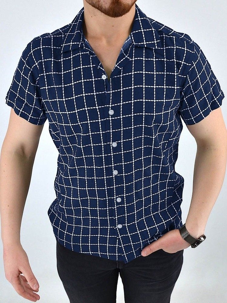 Button Revers Casual Single-breasted Men's Shirt