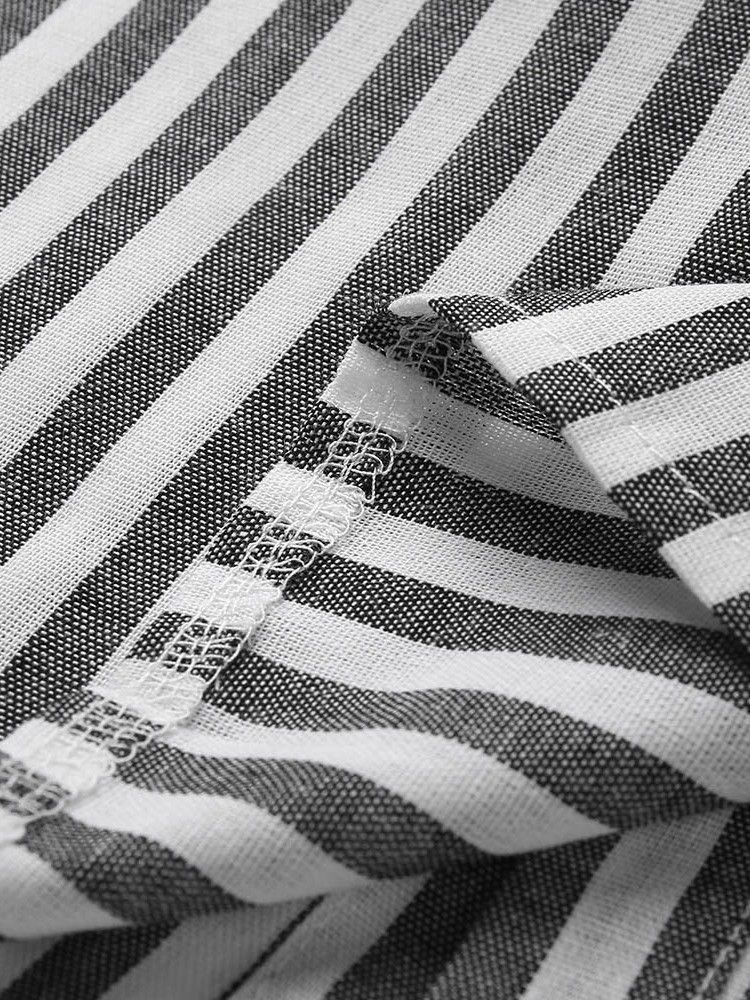 Button Stripe Revers Single-breasted Men's Shirt