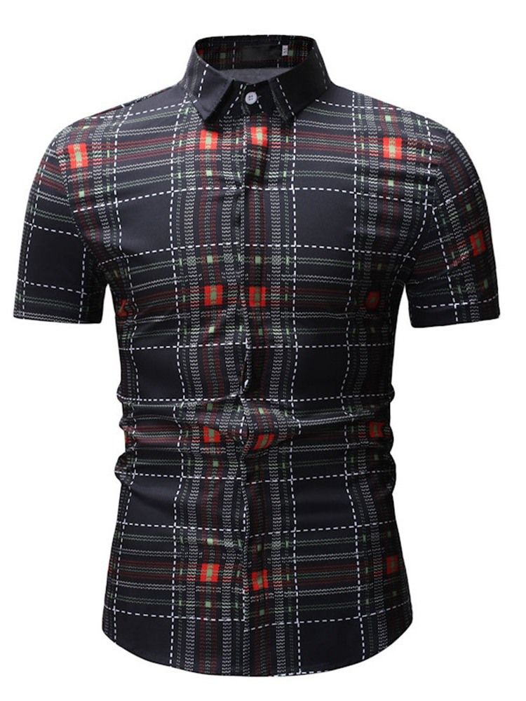 Casual Patchwork Plaid Summer Loose Men's Shirt