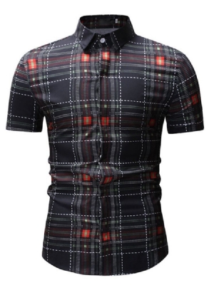 Casual Patchwork Plaid Summer Loose Men's Shirt