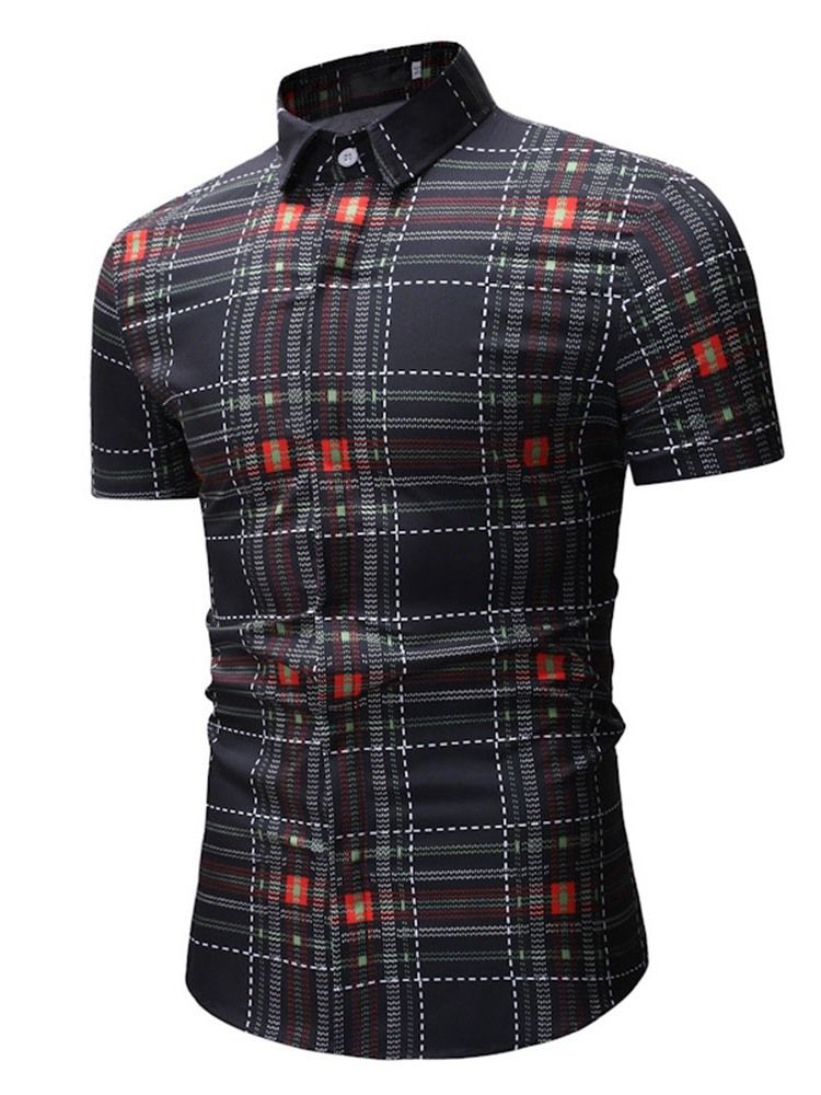 Casual Patchwork Plaid Summer Loose Men's Shirt