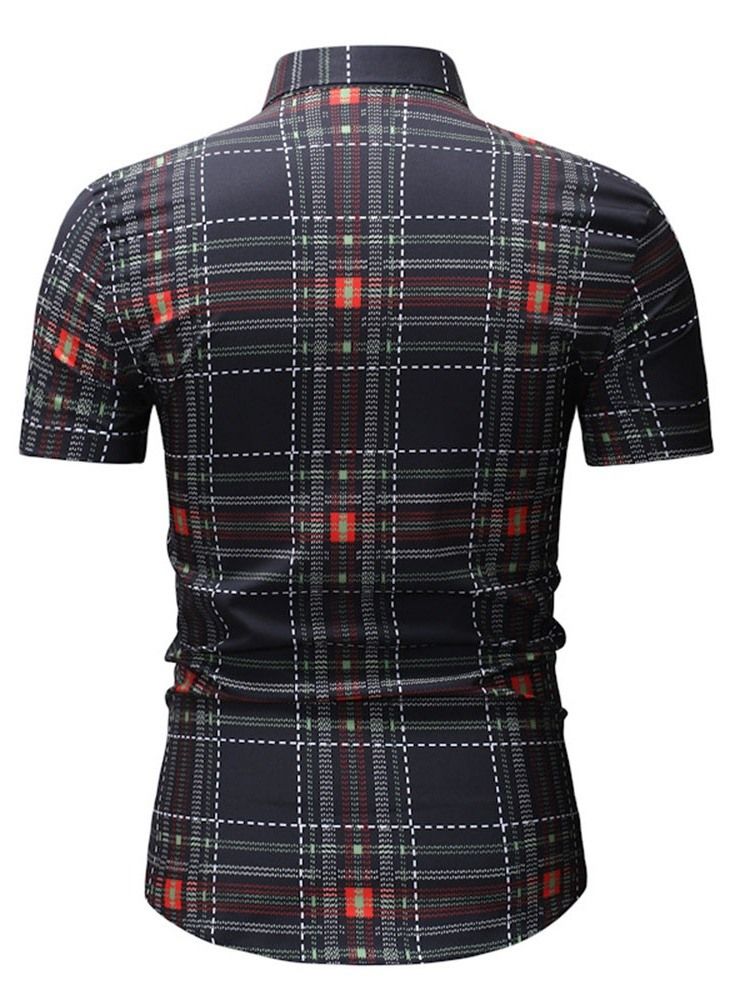 Casual Patchwork Plaid Summer Loose Men's Shirt