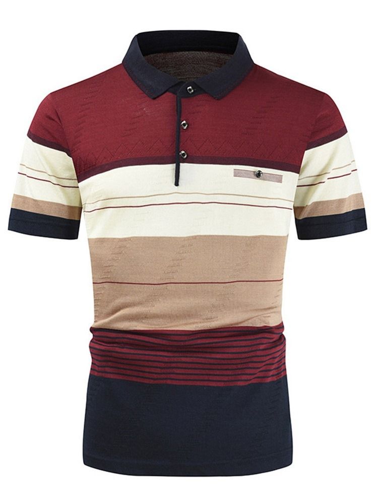 Color Block Casual Polo-hals Herre Skjorte