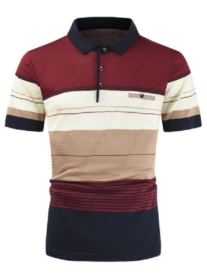 Color Block Casual Polo-hals Herre Skjorte