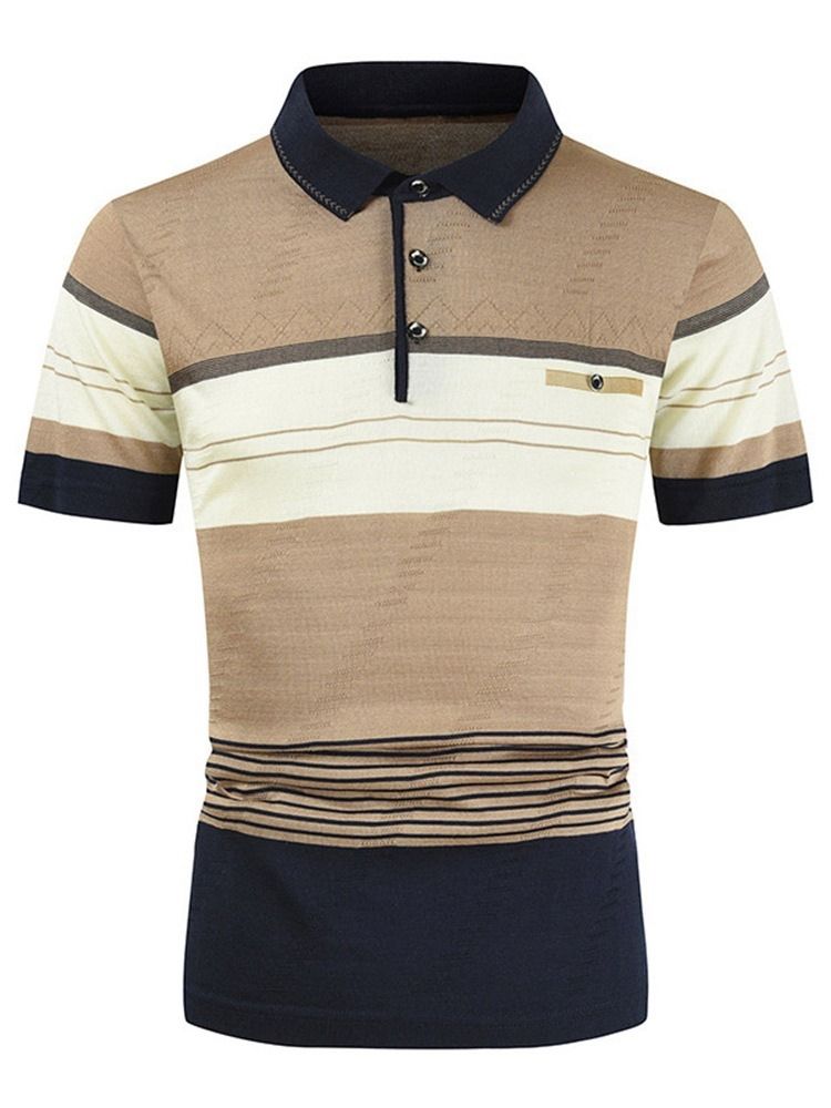 Color Block Casual Polo-hals Herre Skjorte