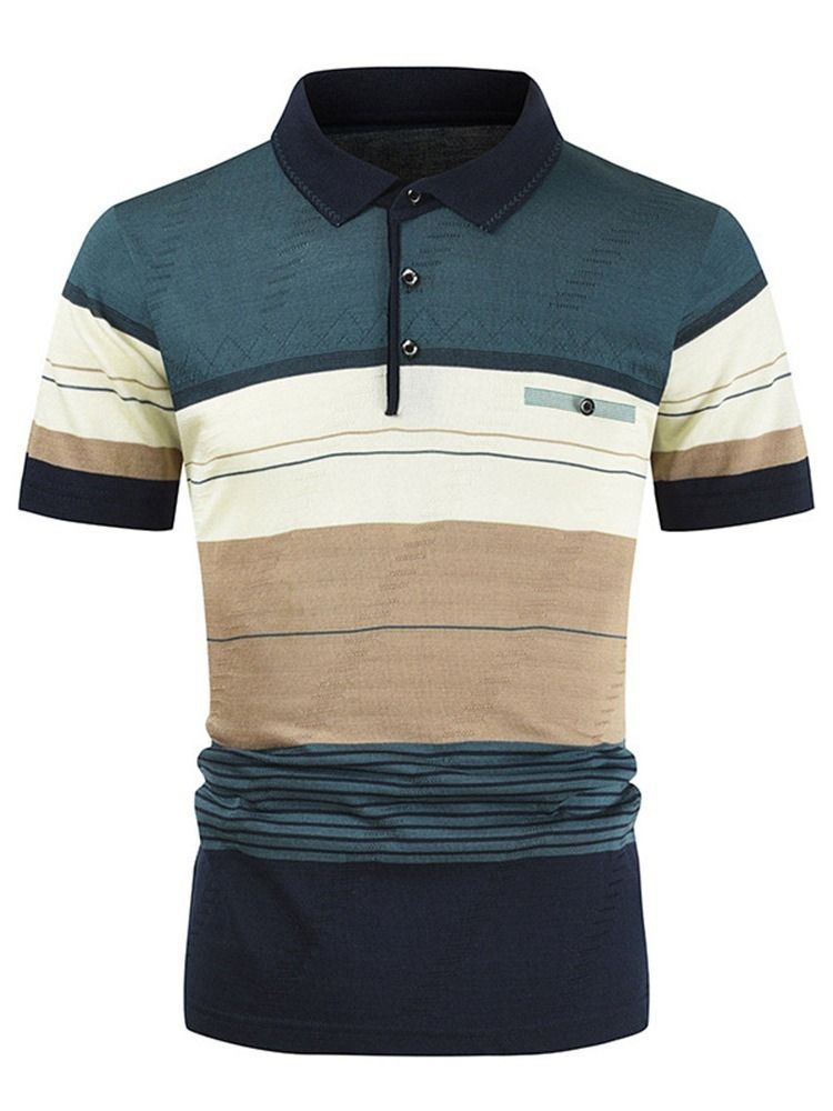 Color Block Casual Polo-hals Herre Skjorte