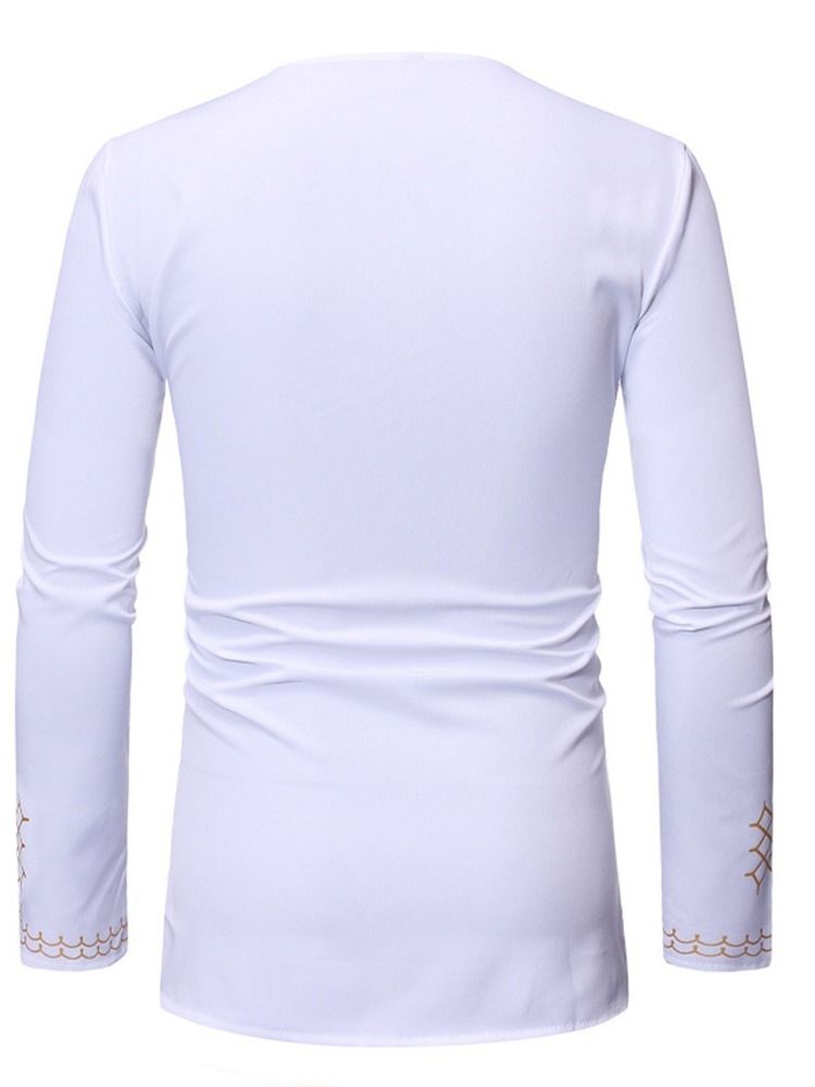 Etnisk Geometrisk Tryk Herre Slim Shirt