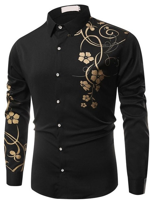 Floral Print Casual Slim Single-breasted Men's Shirt