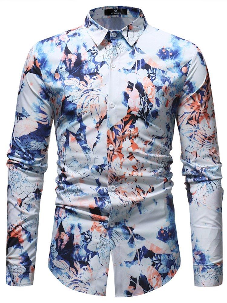 Floral Printed Button Up Herre Casual Ball Shirts