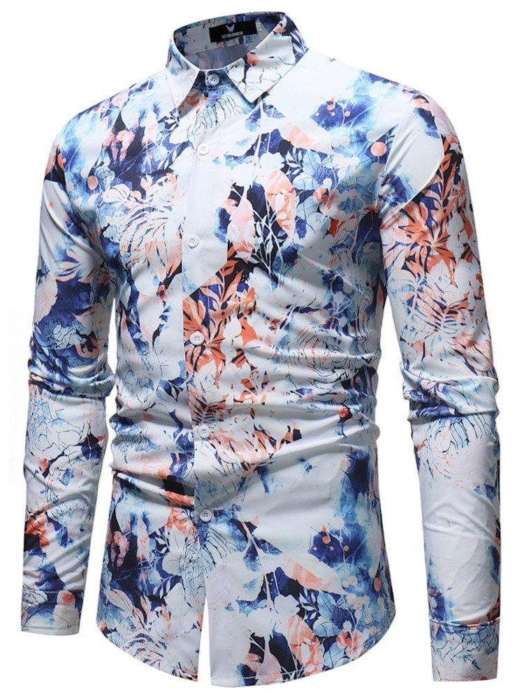 Floral Printed Button Up Herre Casual Ball Shirts