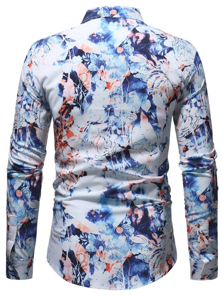 Floral Printed Button Up Herre Casual Ball Shirts