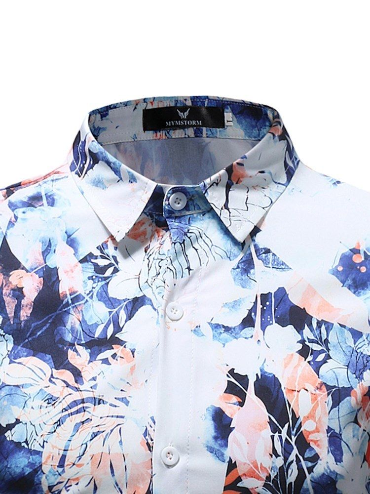 Floral Printed Button Up Herre Casual Ball Shirts