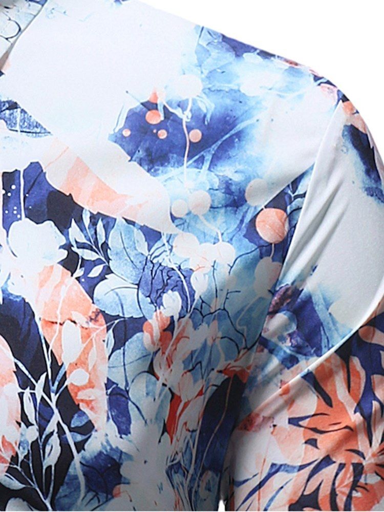 Floral Printed Button Up Herre Casual Ball Shirts