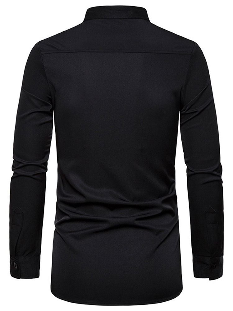 Geometrisk Standkrave Afslappet Mænds Slim Shirt