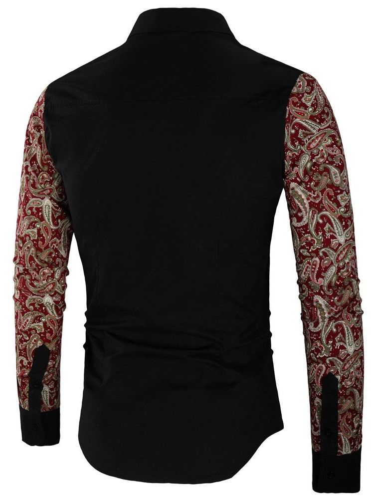 Herre Floral Patchwork Revers Dame Slim Fall Shirt