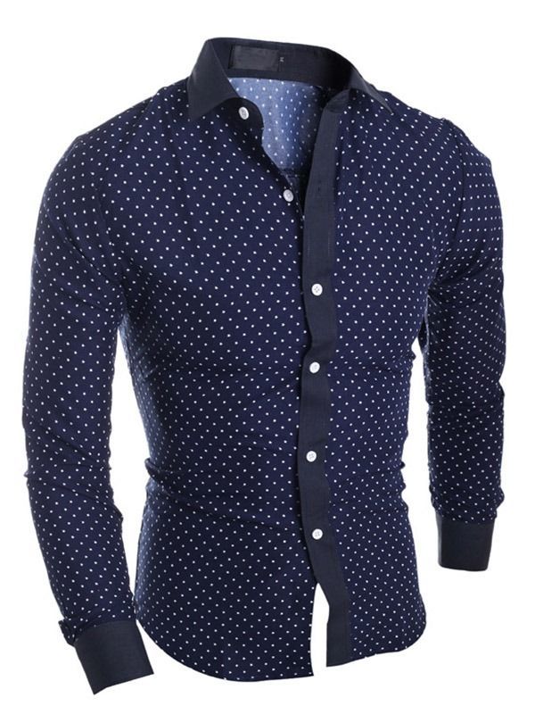 Herretøj Polka Dots Star Printed Revers Slim Fit Shirt