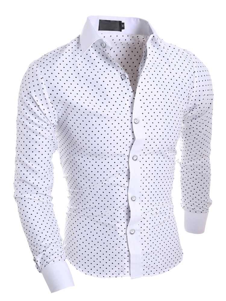 Herretøj Polka Dots Star Printed Revers Slim Fit Shirt