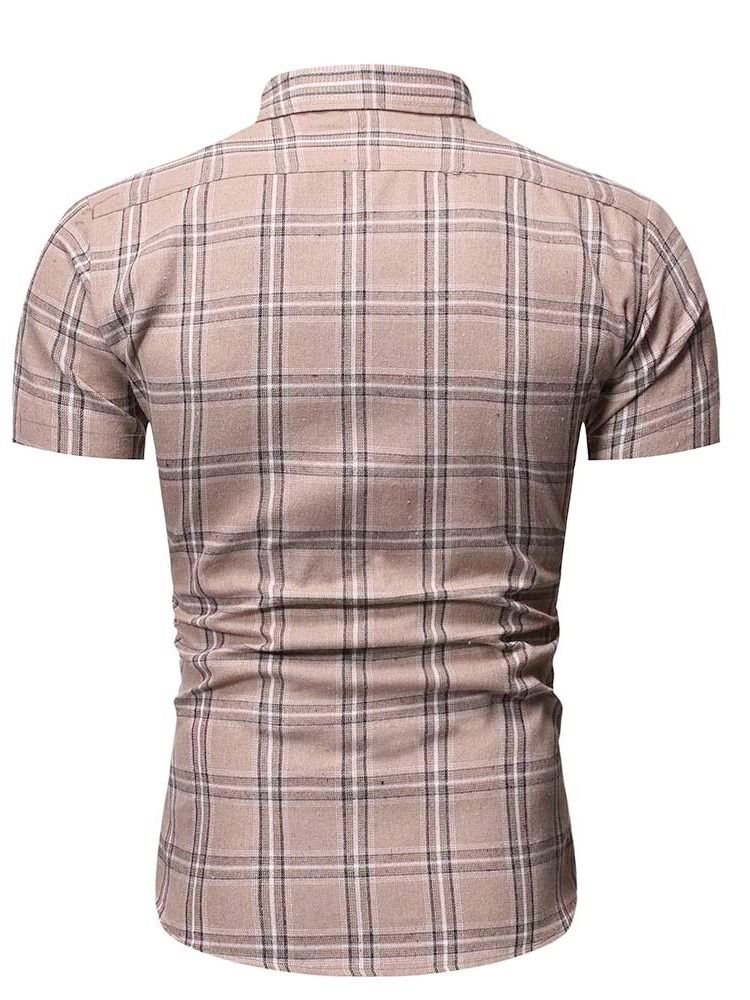 Plaid Print Revers Single-breasted Men's Shirt