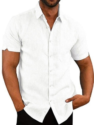 Pocket Plain Revers Single-breasted Men's Shirt