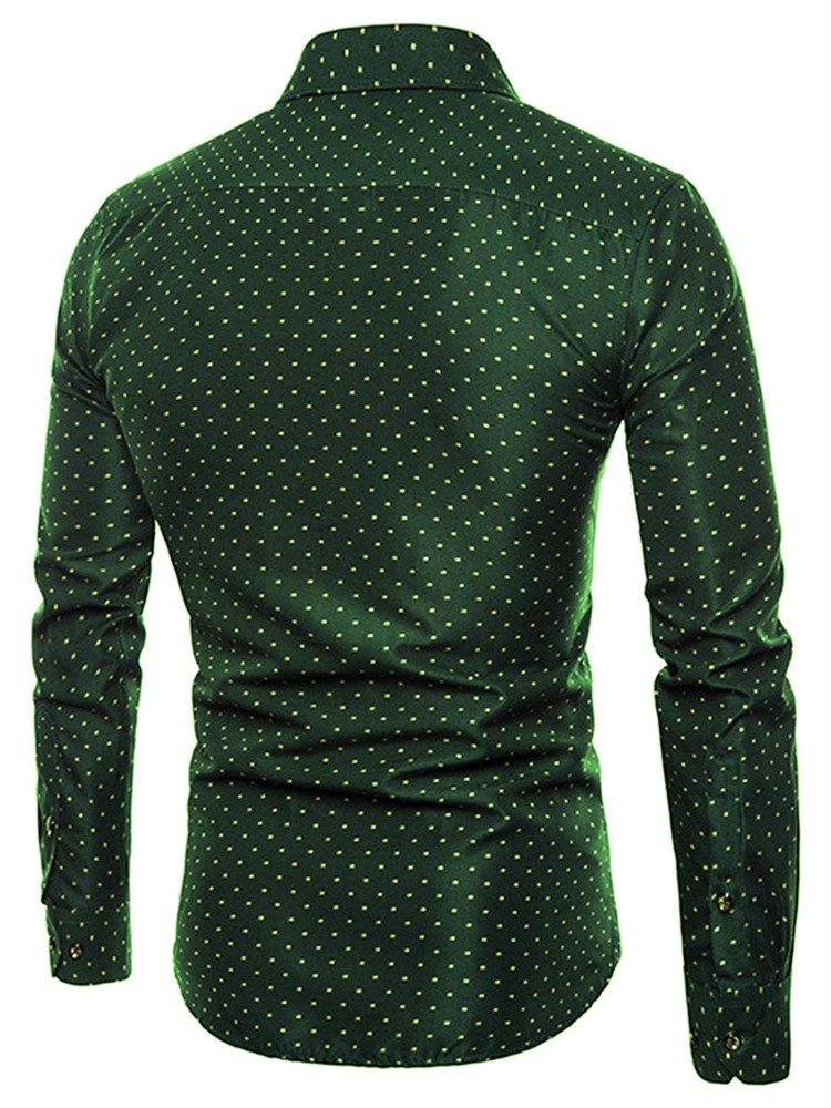 Polka Dots Green Slim Fit Herre Casual Kjoler