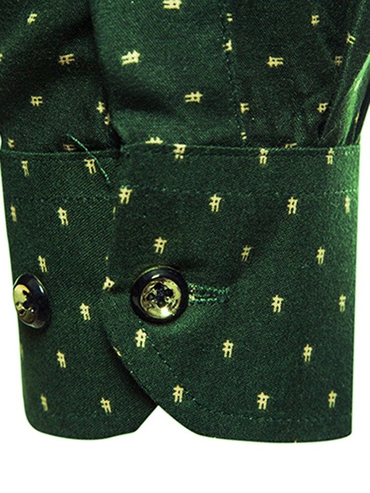 Polka Dots Green Slim Fit Herre Casual Kjoler