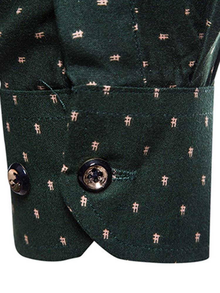 Polka Dots Green Slim Fit Herre Casual Kjoler