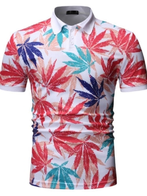 Polo Neck Plant Herre Print Shirt