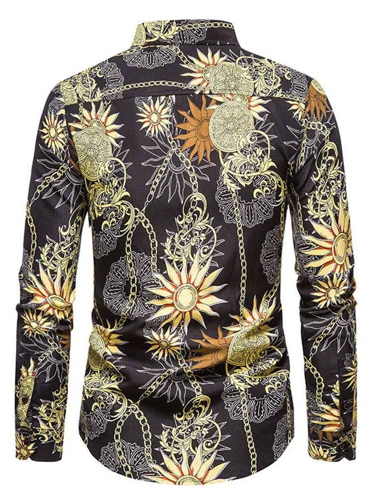 Print Revers Casual Fall Herre Slim Shirt