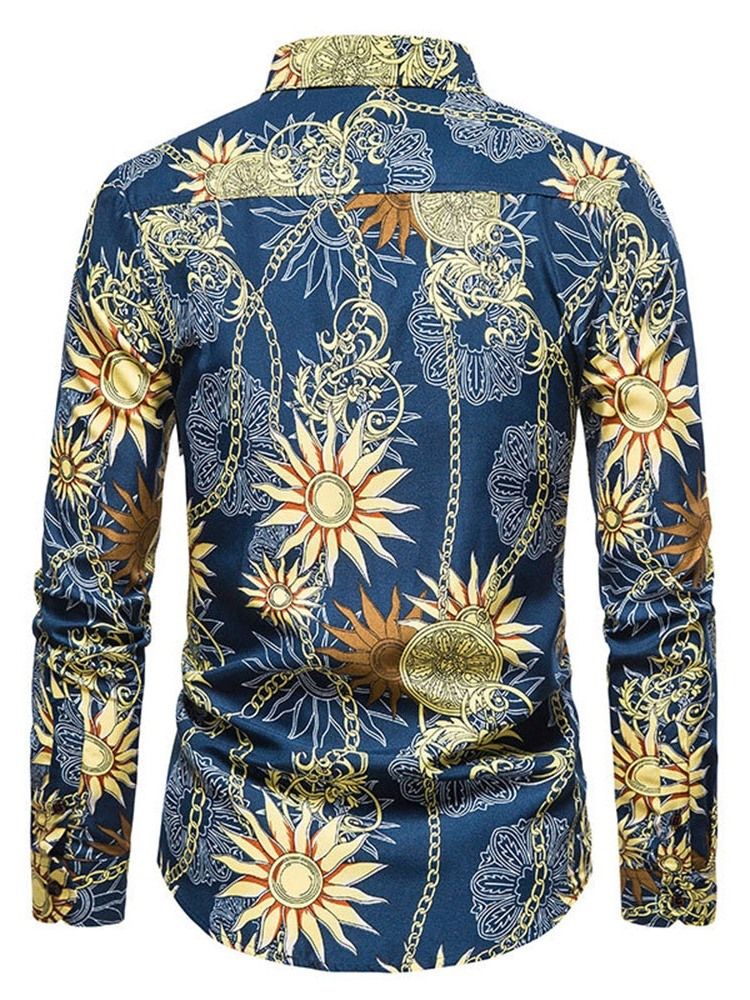 Print Revers Casual Fall Herre Slim Shirt