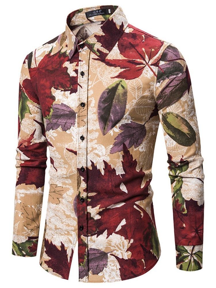 Print Revers Floral Men's Slim Summer Shirt