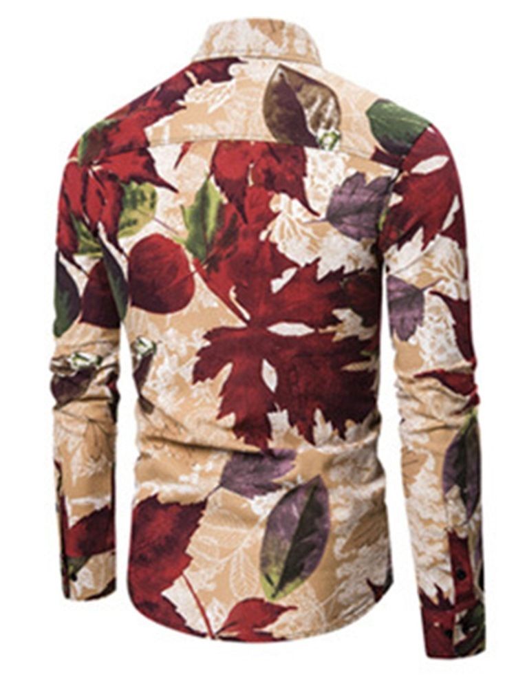 Print Revers Floral Men's Slim Summer Shirt