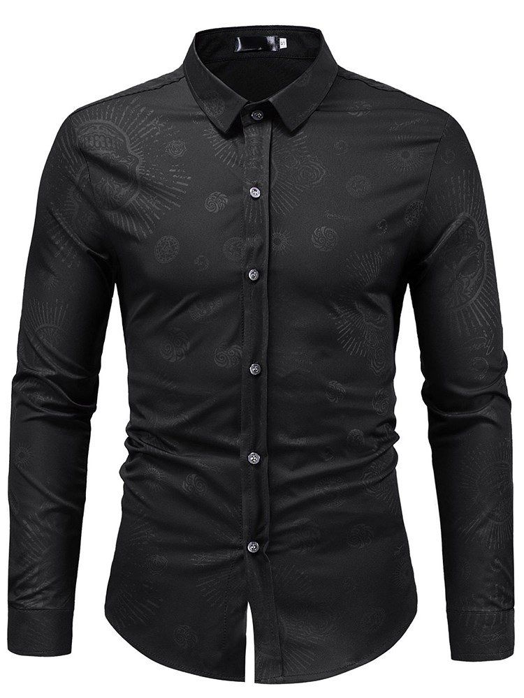 Printet Almindelig Slim Button Up Herre Casual Kjoler