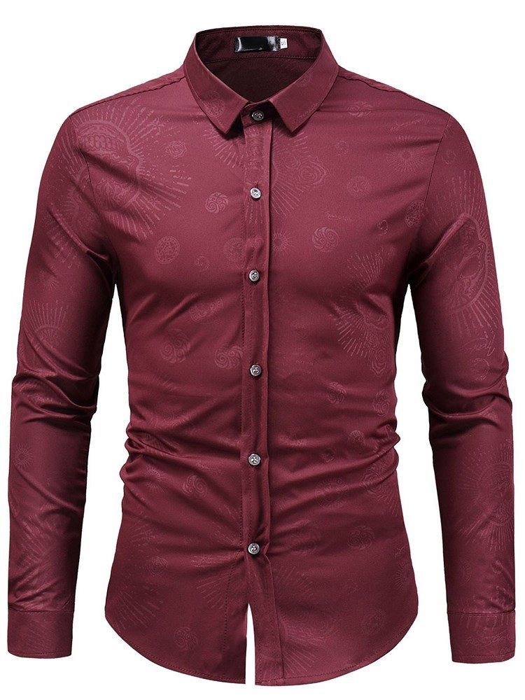 Printet Almindelig Slim Button Up Herre Casual Kjoler