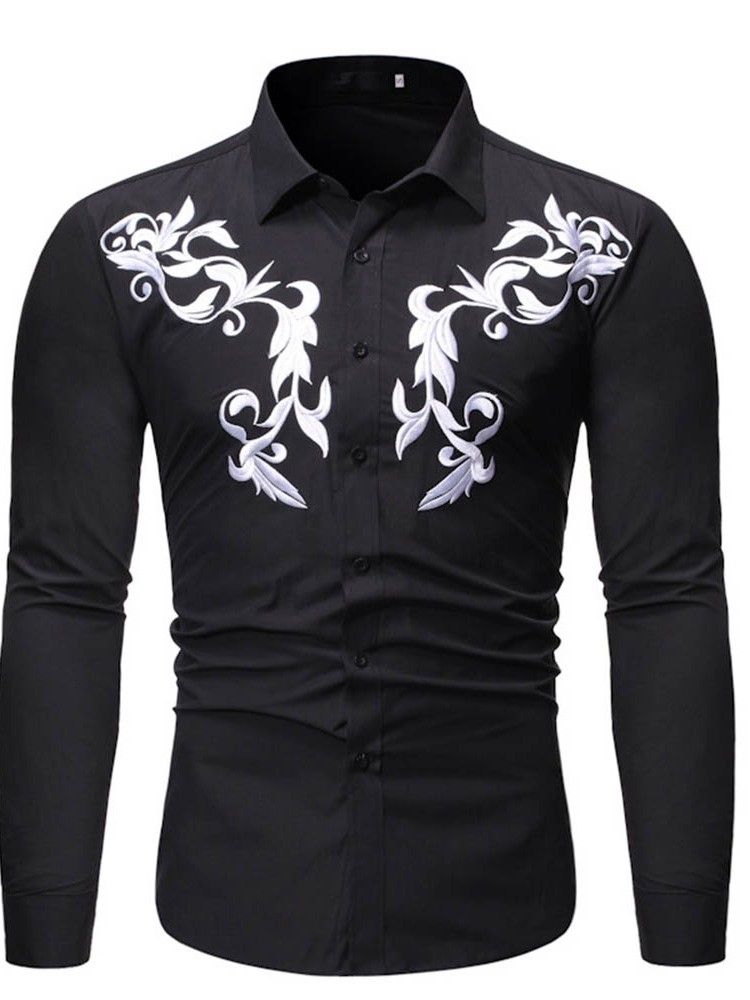 Revers Casual Button Single-breasted Men's Slim Shirt