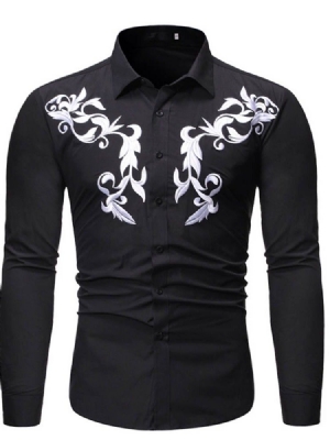 Revers Casual Button Single-breasted Men's Slim Shirt