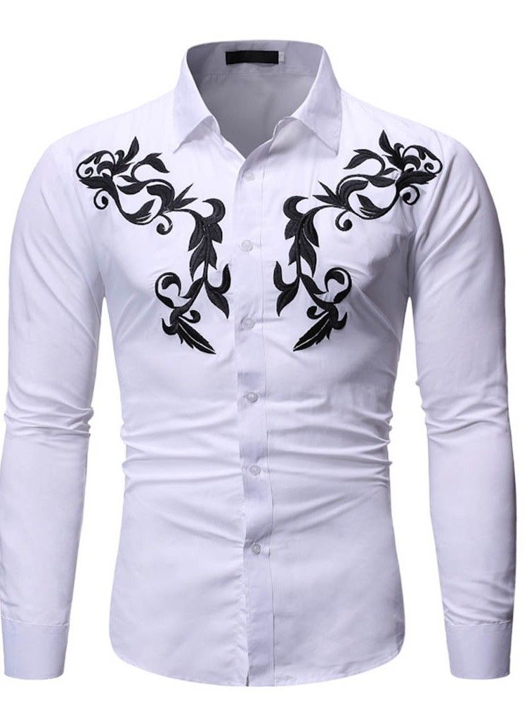 Revers Casual Button Single-breasted Men's Slim Shirt