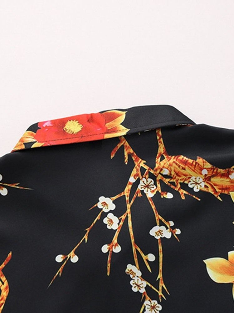 Revers Fashion Print Single-breasted Mens Summer Shirt