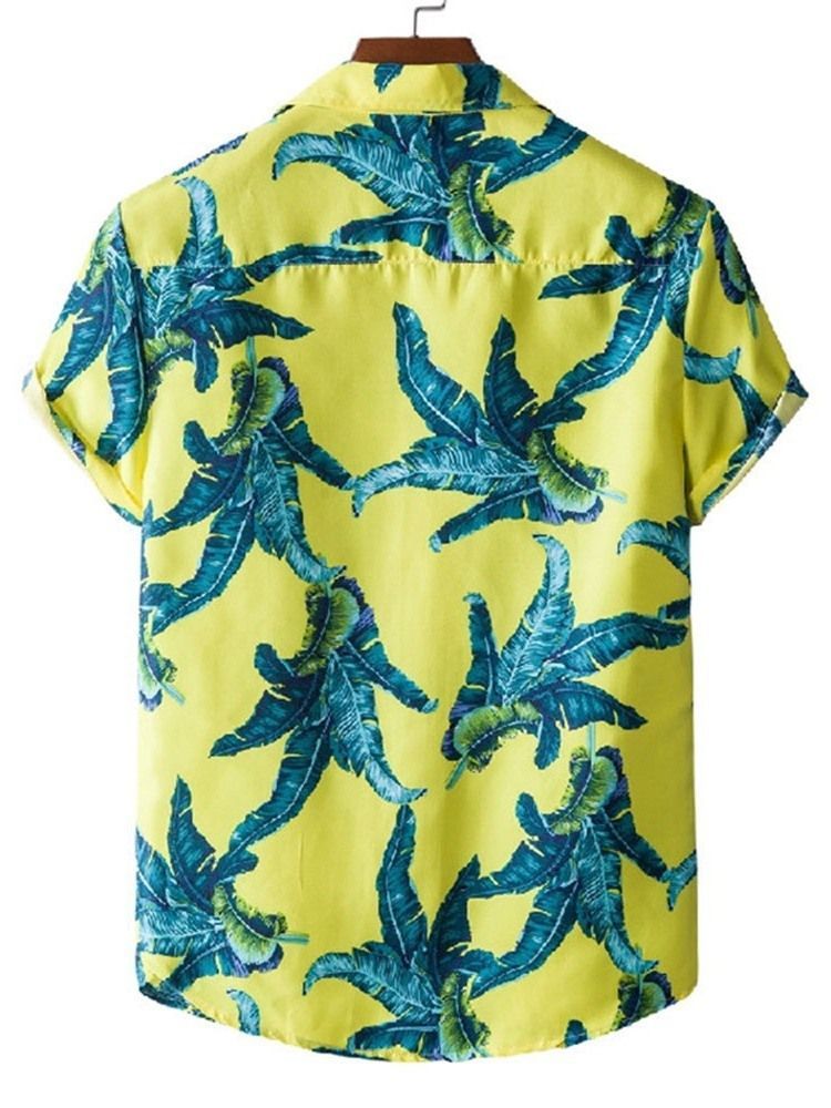 Revers Floral Print Single-breasted Men's Summer Shirt