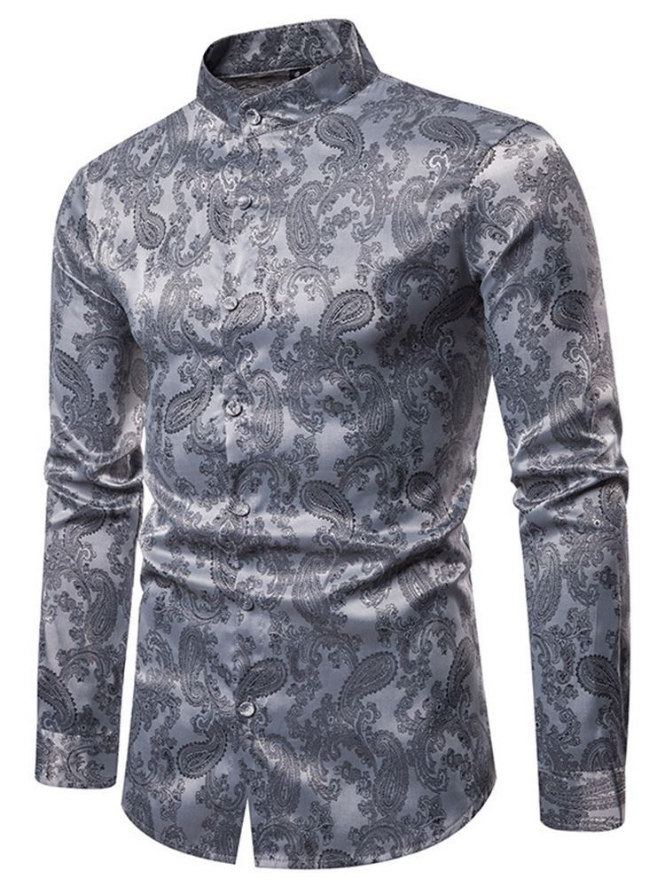 Udskriv Almindelig Standkrave Single-breasted Men's Shirt