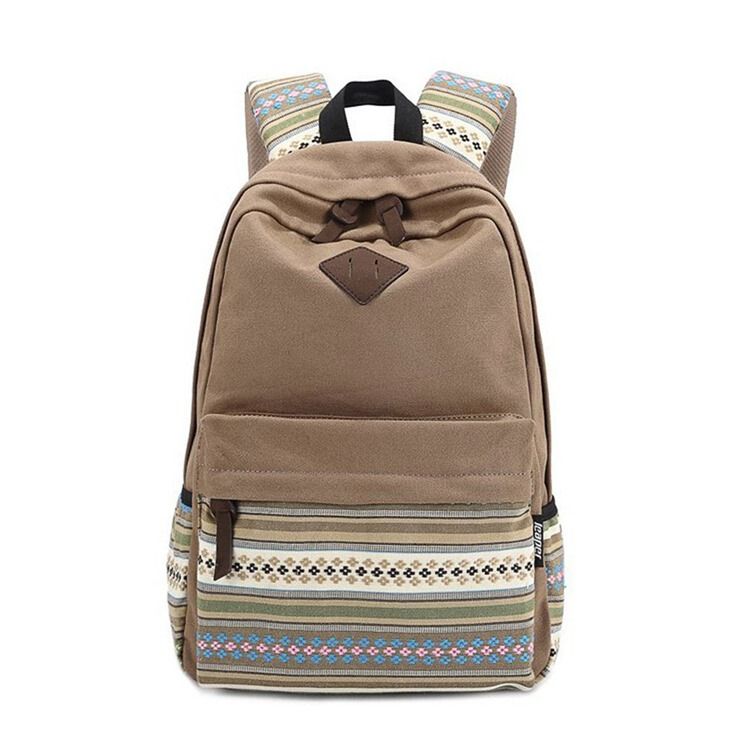 Canvas Floral Zipper Women Backpack