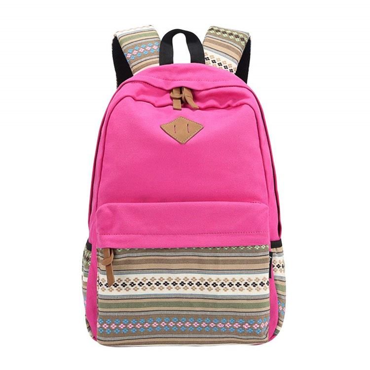 Canvas Floral Zipper Women Backpack