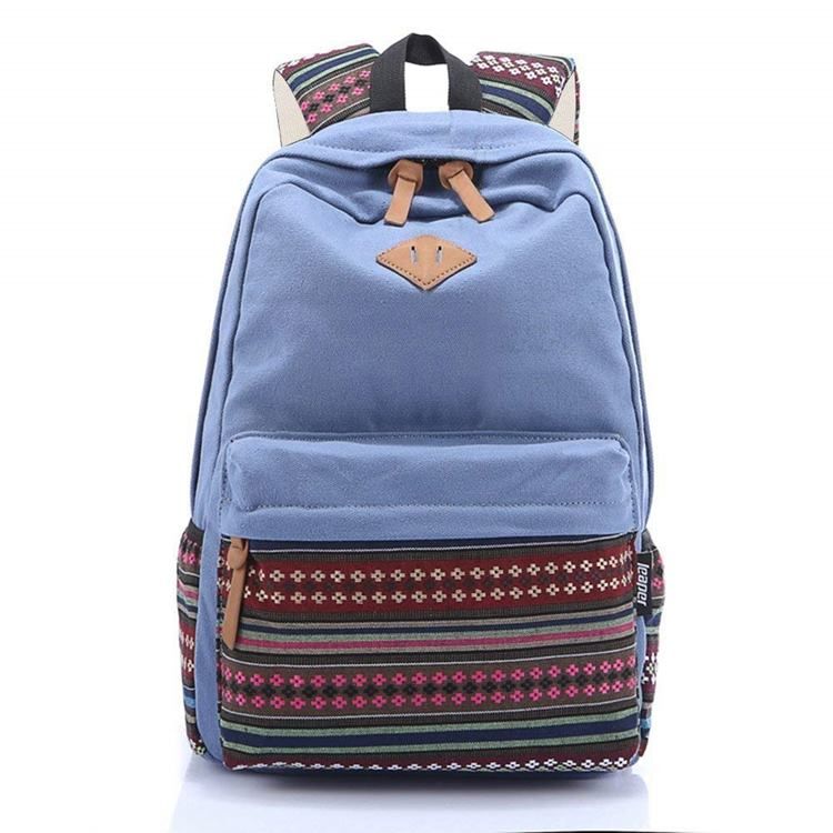 Canvas Floral Zipper Women Backpack