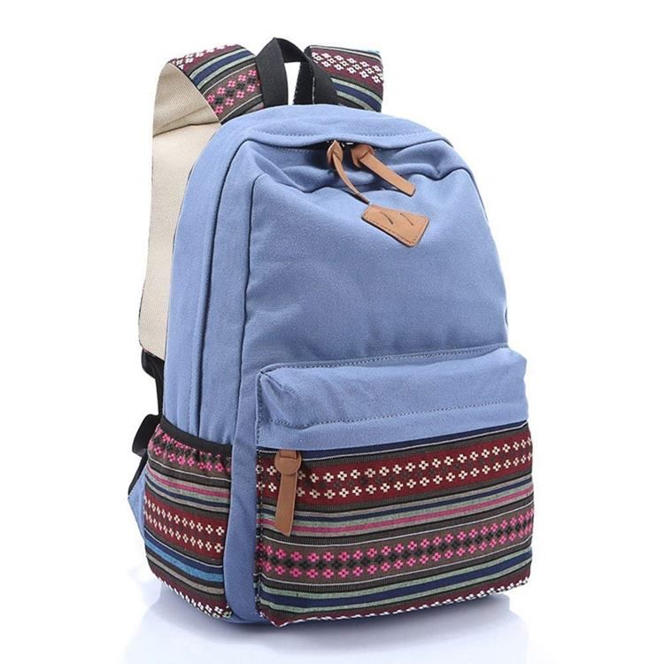 Canvas Floral Zipper Women Backpack