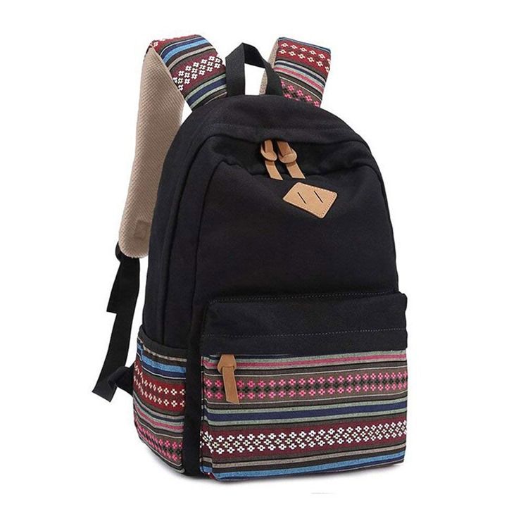 Canvas Floral Zipper Women Backpack