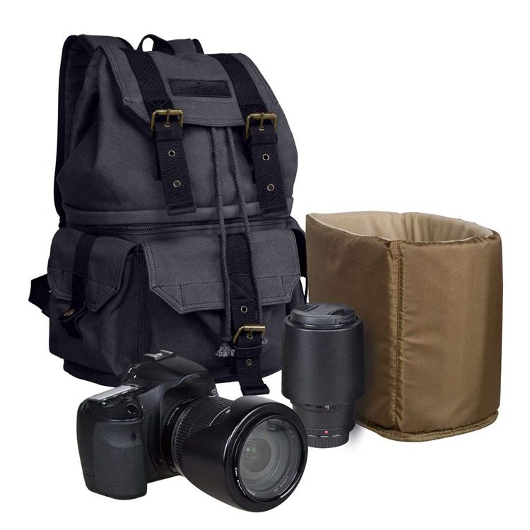 Plain Canvas Slr Camera Backpack