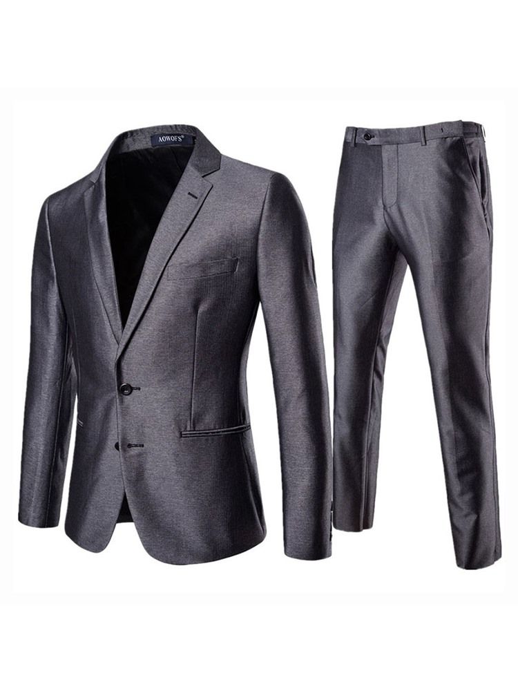 Almindelig Single-breasted Pocket Blazer Herre Casual Dress Suit