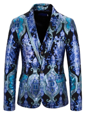 Blazer Print One Button Herre Kjole Suit